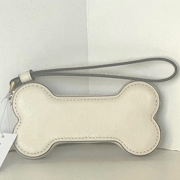Coach Handbags - Coach Bone Coin Case Wristlet CCG25 Chalk Glovetanned Leather Gold Halloween